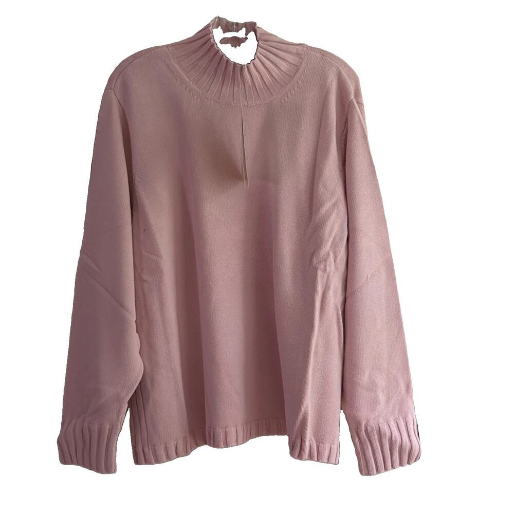 Denim & Co. Stretch Mockneck Pullover Sweater Pink Size 2X QVC A66504 NIP
